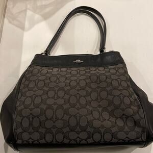 Coach Handbag in Canvas/ Leather With Silver color Hardware